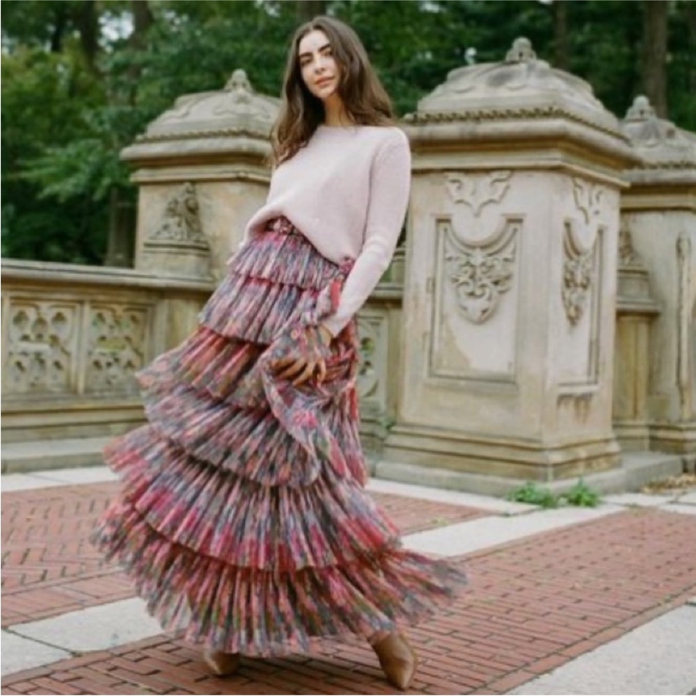 Anthropologie Hutch Pleated Tiered Tulle Maxi Skirt!!